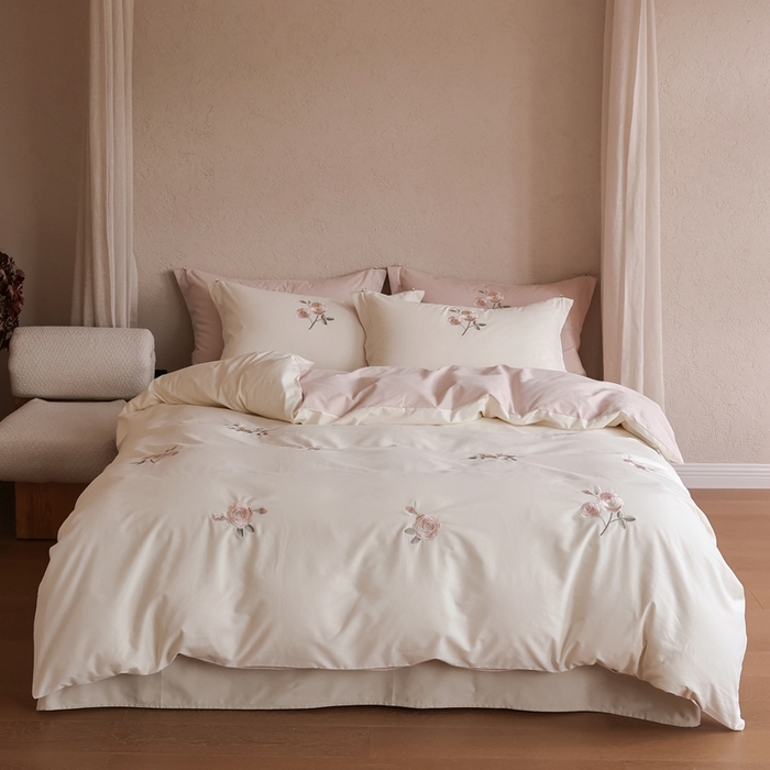 91家纺网 家纺一手货源 找家纺 初拾 2025新款100s全棉纯棉磨毛四件套—百利甜 百利甜-云朵白