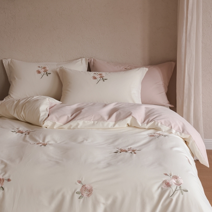 91家纺网 家纺一手货源 找家纺 初拾 2025新款100s全棉纯棉磨毛四件套—百利甜 百利甜-云朵白