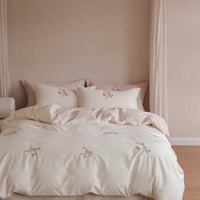 91家纺网 家纺一手货源 找家纺 初拾 2025新款100s全棉纯棉磨毛四件套—百利甜 百利甜-云朵白