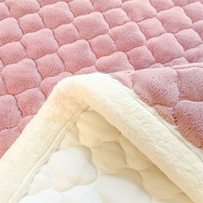 91家纺网 家纺一手货源 找家纺 喜居-2025新款纯色牛奶绒床褥垫床垫 豆沙粉