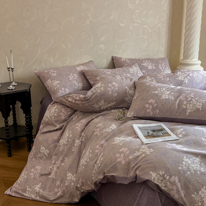 91家纺网 家纺一手货源 找家纺 （总）艺玲家纺 2025新款加厚高克重原麻复古风亚麻印花四件套