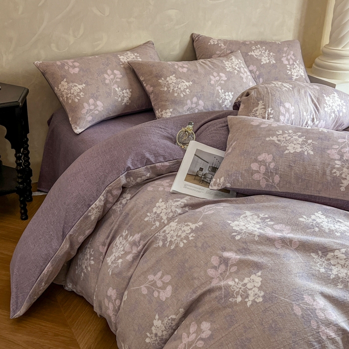 91家纺网 家纺一手货源 找家纺 （总）艺玲家纺 2025新款加厚高克重原麻复古风亚麻印花四件套