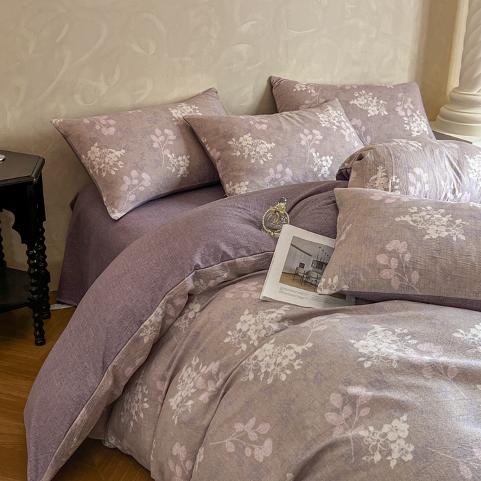 91家纺网 家纺一手货源 找家纺 （总）艺玲家纺 2025新款加厚高克重原麻复古风亚麻印花四件套