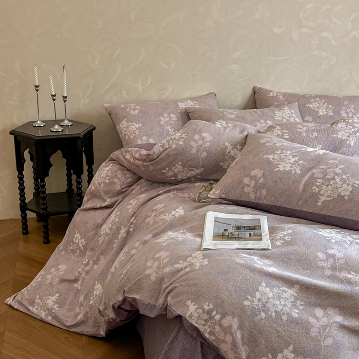 91家纺网 家纺一手货源 找家纺 （总）艺玲家纺 2025新款加厚高克重原麻复古风亚麻印花四件套