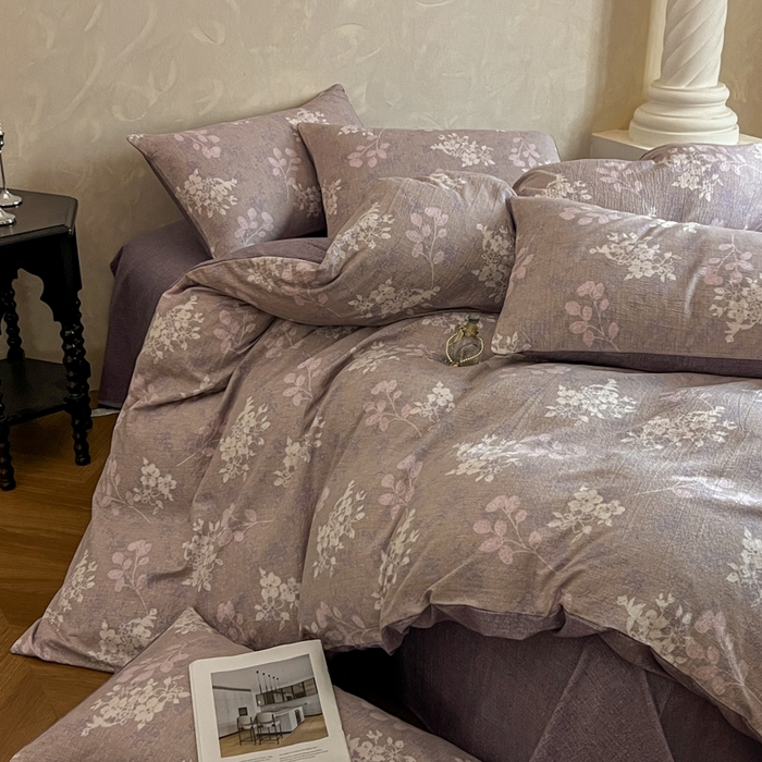 91家纺网 家纺一手货源 找家纺 （总）艺玲家纺 2025新款加厚高克重原麻复古风亚麻印花四件套