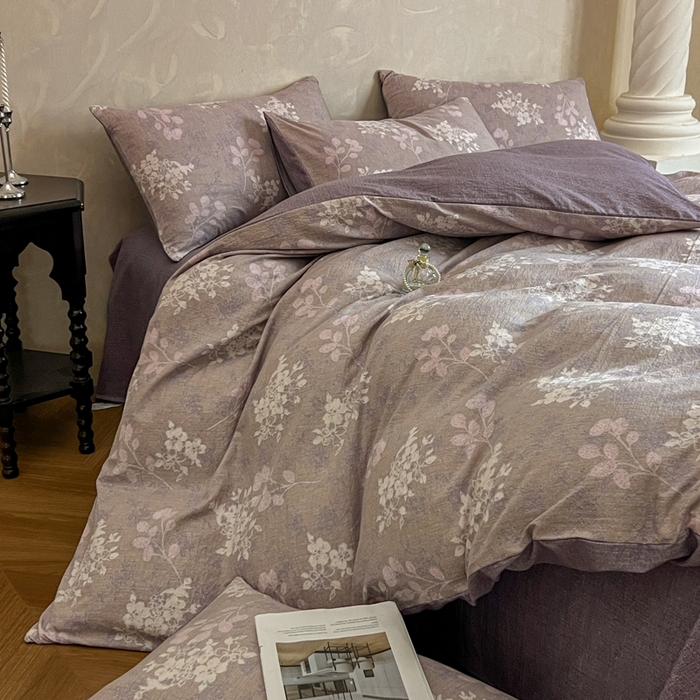 91家纺网 家纺一手货源 找家纺 （总）艺玲家纺 2025新款加厚高克重原麻复古风亚麻印花四件套