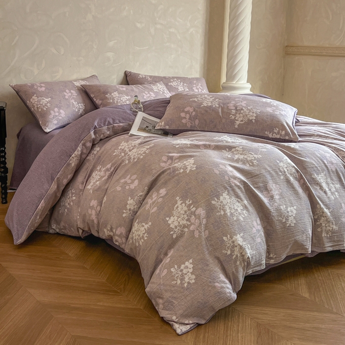 91家纺网 家纺一手货源 找家纺 （总）艺玲家纺 2025新款加厚高克重原麻复古风亚麻印花四件套