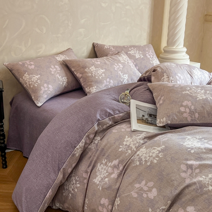 91家纺网 家纺一手货源 找家纺 （总）艺玲家纺 2025新款加厚高克重原麻复古风亚麻印花四件套