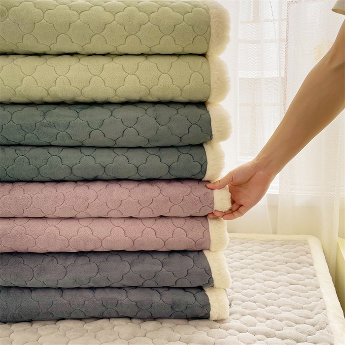 91家纺网 家纺一手货源 找家纺 喜居-2025新款素色牛奶绒床褥床垫-场景二 组合图