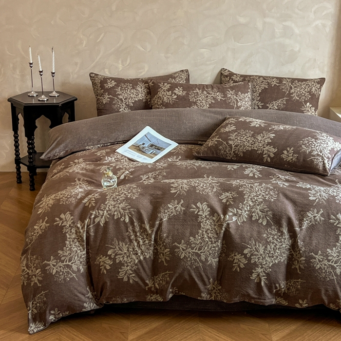 91家纺网 家纺一手货源 找家纺 （总）艺玲家纺 2025新款加厚高克重原麻复古风亚麻印花四件套