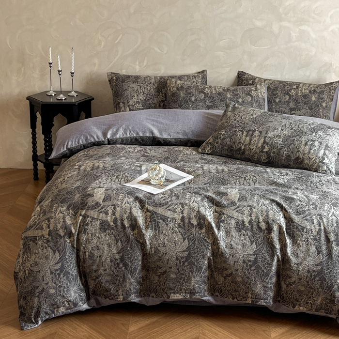 91家纺网 家纺一手货源 找家纺 （总）艺玲家纺 2025新款加厚高克重原麻复古风亚麻印花四件套