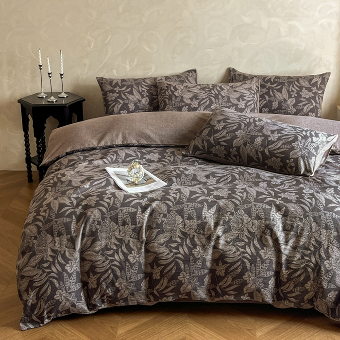 91家纺网 家纺一手货源 找家纺 （总）艺玲家纺 2025新款加厚高克重原麻复古风亚麻印花四件套