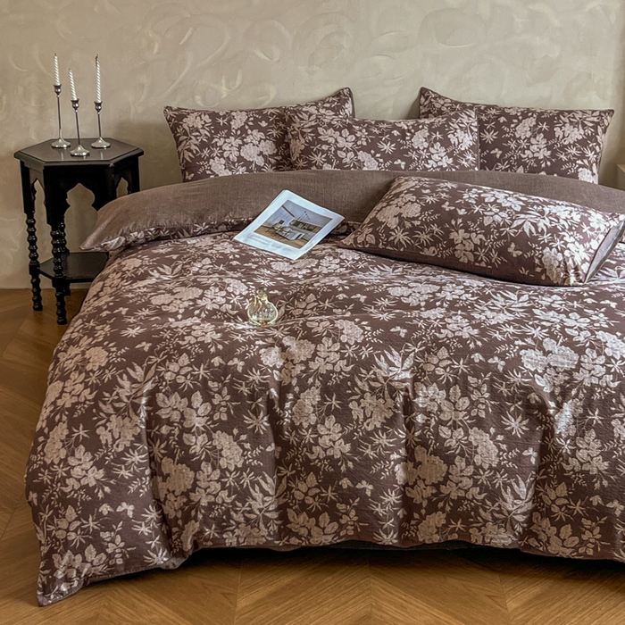 91家纺网 家纺一手货源 找家纺 （总）艺玲家纺 2025新款加厚高克重原麻复古风亚麻印花四件套