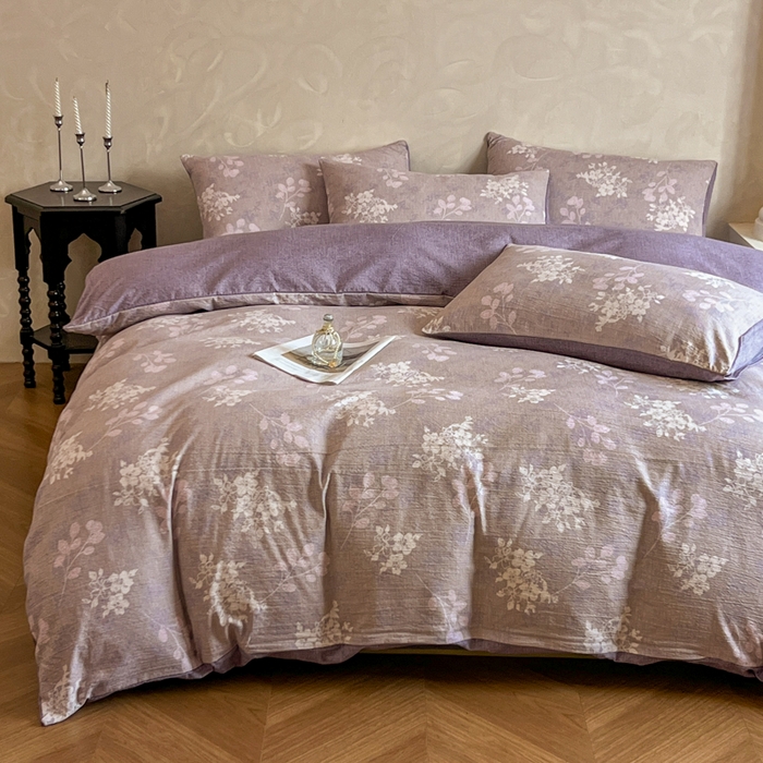 91家纺网 家纺一手货源 找家纺 （总）艺玲家纺 2025新款加厚高克重原麻复古风亚麻印花四件套