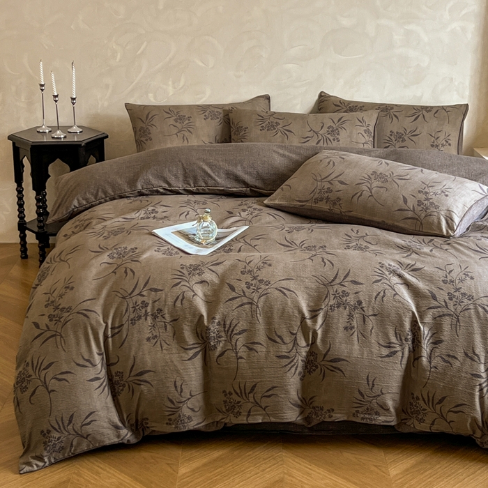 91家纺网 家纺一手货源 找家纺 （总）艺玲家纺 2025新款加厚高克重原麻复古风亚麻印花四件套