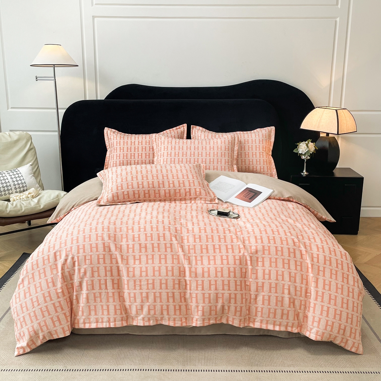 91家纺网 家纺一手货源 找家纺 （总）洁柔直播新款全棉磨毛喷气印花四件套加厚纯棉三件套（一字绣工艺款）