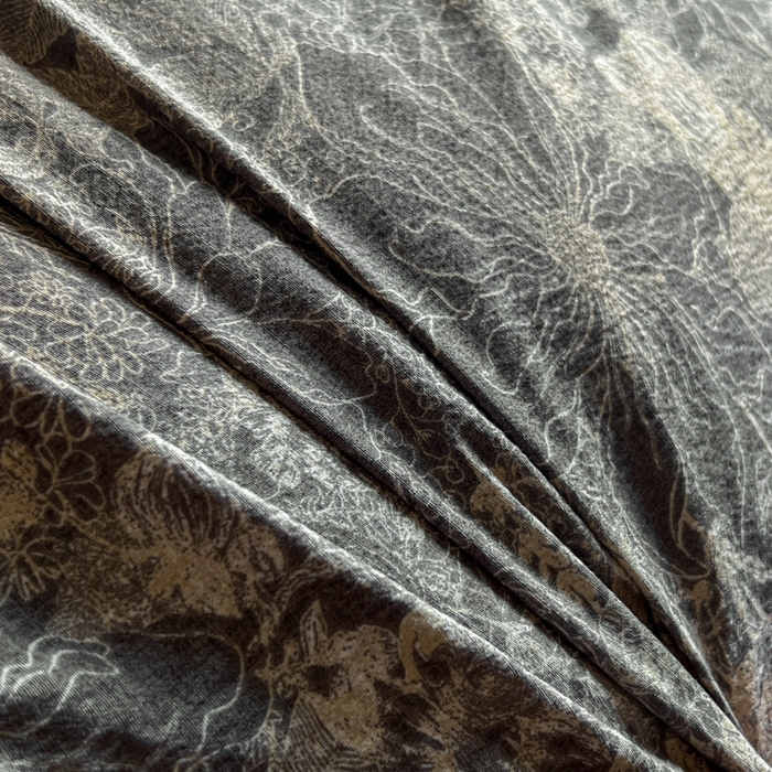 91家纺网 家纺一手货源 找家纺 艺玲家纺 2025新款加厚高克重原麻复古风亚麻印花四件套 摩卡