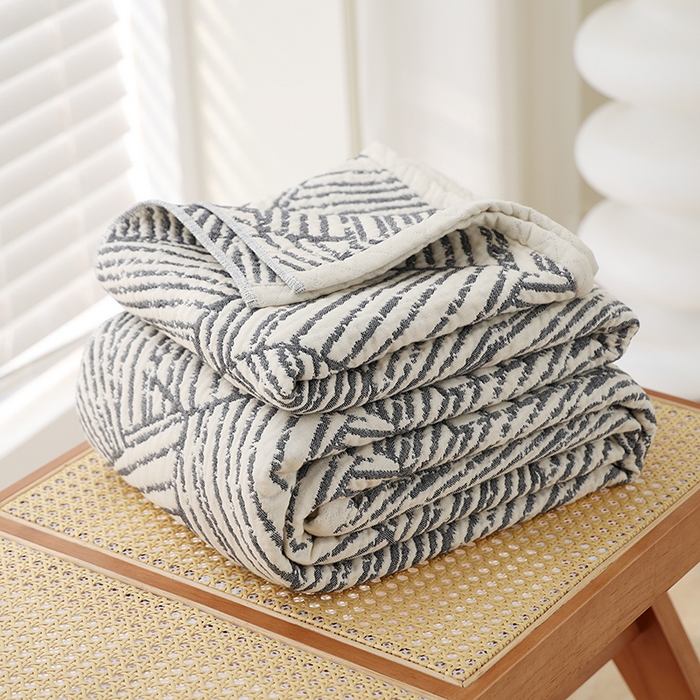 91家纺网 家纺一手货源 找家纺 朴尔家纺-毛巾被 2024新品全棉水洗预缩加厚六层纱布毛巾被 炫动时光