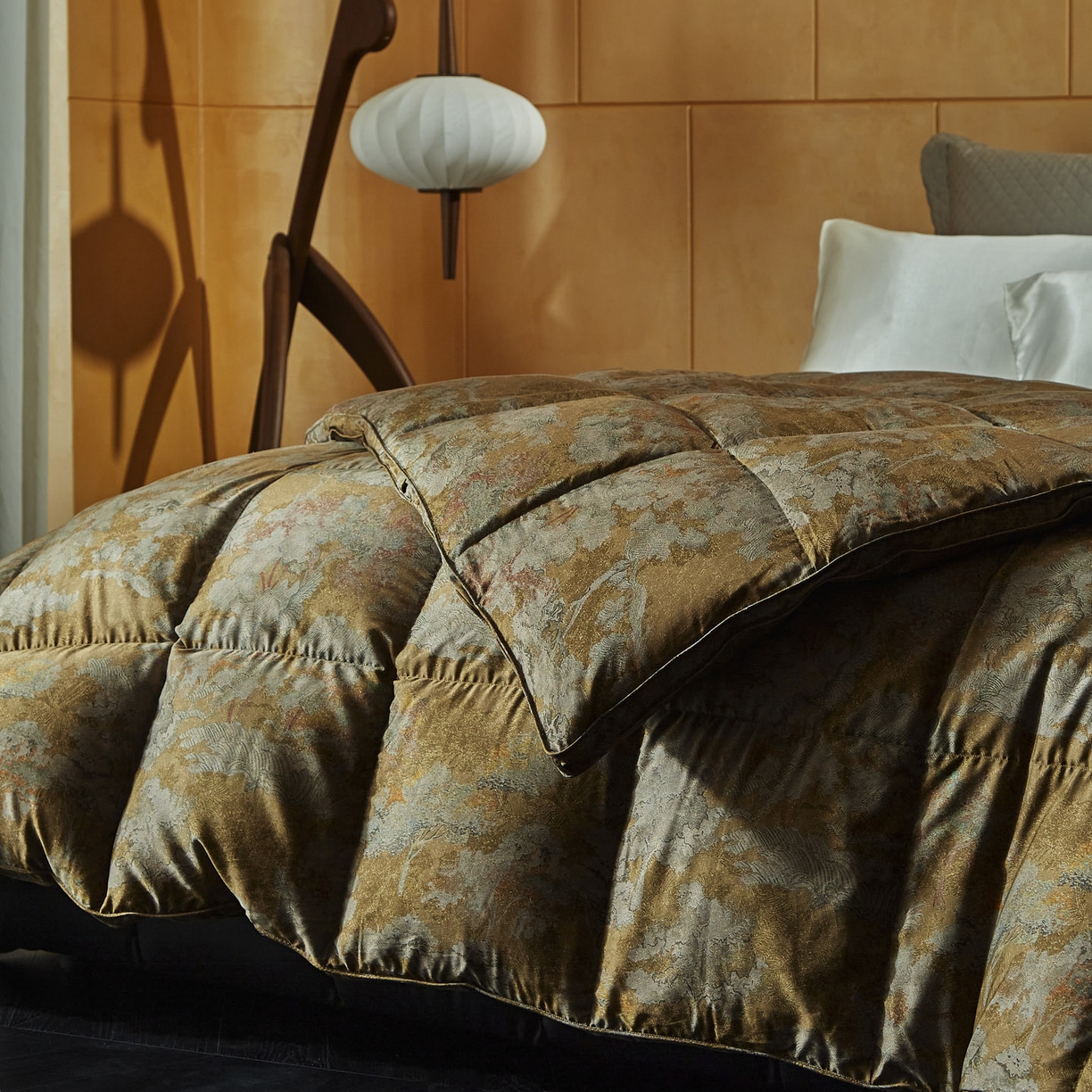 91家纺网 家纺一手货源 找家纺 （总）暖羽屋羽绒馆 2025新款水墨 羽绒被子 95白鹅绒丝被芯  古典中国风 加厚羽毛被2米婚庆