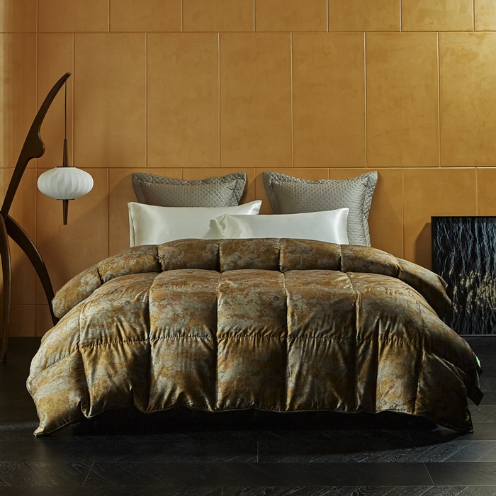 暖羽屋羽绒馆 2025新款水墨 羽绒被子 95白鹅绒丝被芯  古典中国风 加厚羽毛被2米婚庆 X 枫林晚