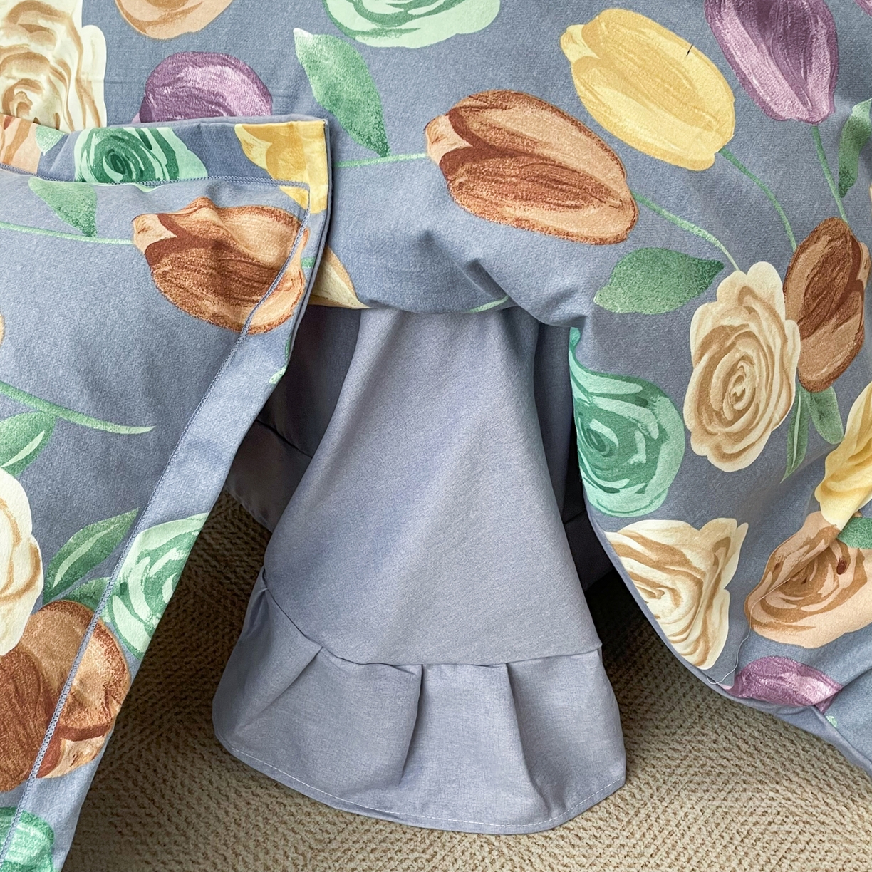 91家纺网 家纺一手货源 找家纺 洁柔直播新款全棉磨毛喷气印花四件套加厚纯棉三件套（一字绣工艺款） 富贵花园