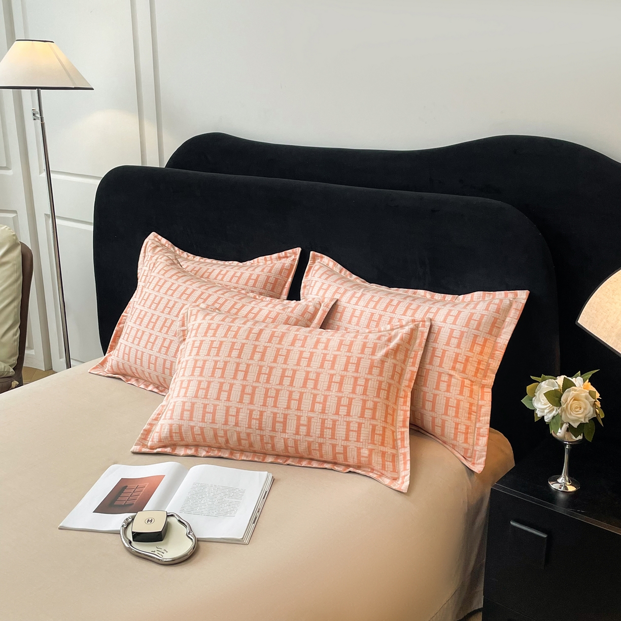 91家纺网 家纺一手货源 找家纺 洁柔直播新款全棉磨毛喷气印花四件套加厚纯棉三件套（一字绣工艺款）米莱 风尚