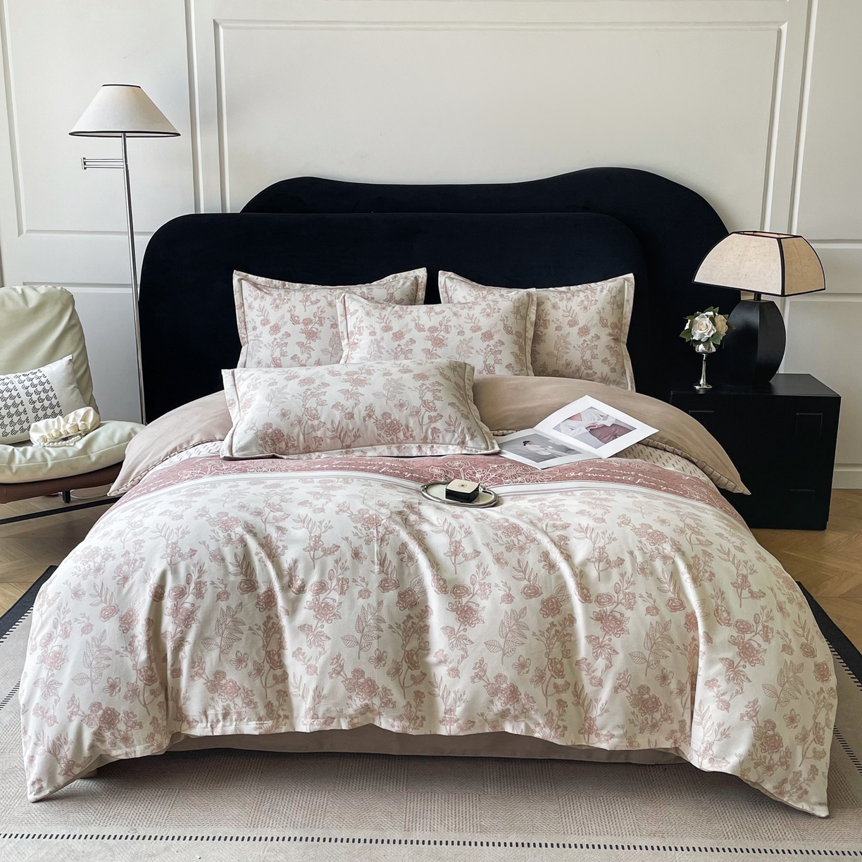 91家纺网 家纺一手货源 找家纺 洁柔直播新款全棉磨毛喷气印花四件套加厚纯棉三件套（一字绣工艺款）瑞卡斯,瑞卡斯