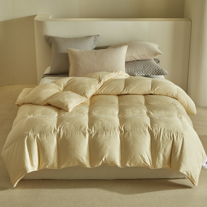 91家纺网 家纺一手货源 找家纺 暖羽屋羽绒馆 2025新款绒子95白鸭绒60纯棉大提花羽绒被芯 羽绒被子 双人加厚冬被春秋被普希斯系列 普希斯 耀金