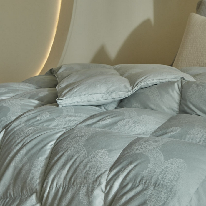 91家纺网 家纺一手货源 找家纺 （总）暖羽屋羽绒馆 2025新款绒子95白鸭绒60纯棉大提花羽绒被芯 羽绒被子 双人加厚冬被春秋被普希斯系列