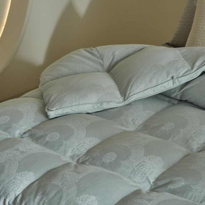 91家纺网 家纺一手货源 找家纺 （总）暖羽屋羽绒馆 2025新款绒子95白鸭绒60纯棉大提花羽绒被芯 羽绒被子 双人加厚冬被春秋被普希斯系列