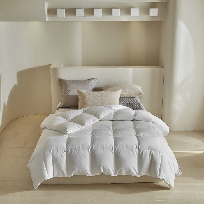 91家纺网 家纺一手货源 找家纺 暖羽屋羽绒馆 2025新款绒子95白鸭绒60纯棉大提花羽绒被芯 羽绒被子 双人加厚冬被春秋被普希斯系列 普希斯 白