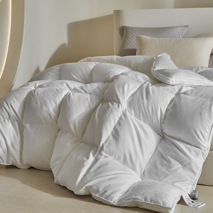 91家纺网 家纺一手货源 找家纺 暖羽屋羽绒馆 2025新款绒子95白鸭绒60纯棉大提花羽绒被芯 羽绒被子 双人加厚冬被春秋被普希斯系列 普希斯 白