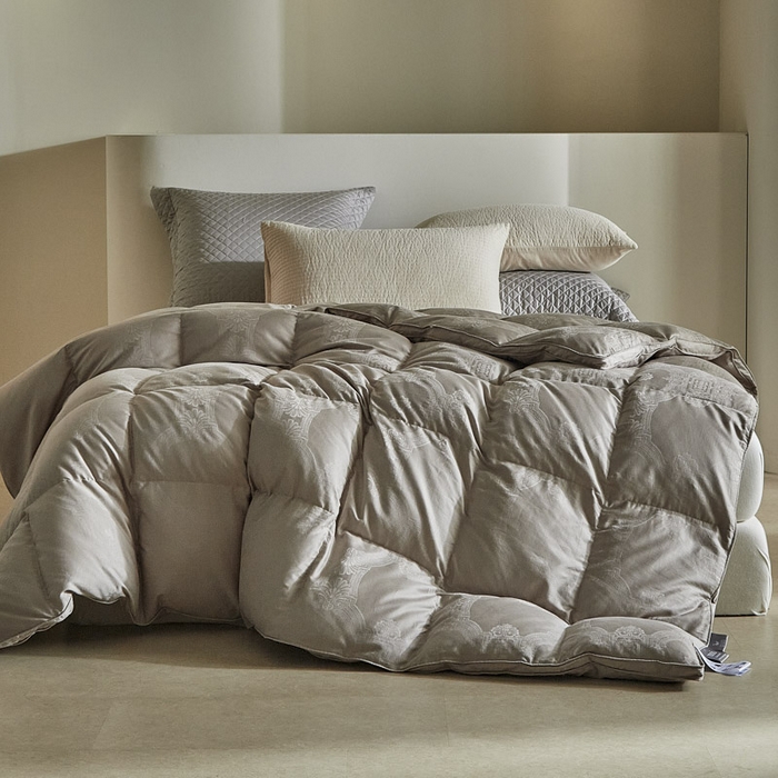 91家纺网 家纺一手货源 找家纺 暖羽屋羽绒馆 2025新款绒子95白鸭绒60纯棉大提花羽绒被芯 羽绒被子 双人加厚冬被春秋被普希斯系列 普希斯 灰