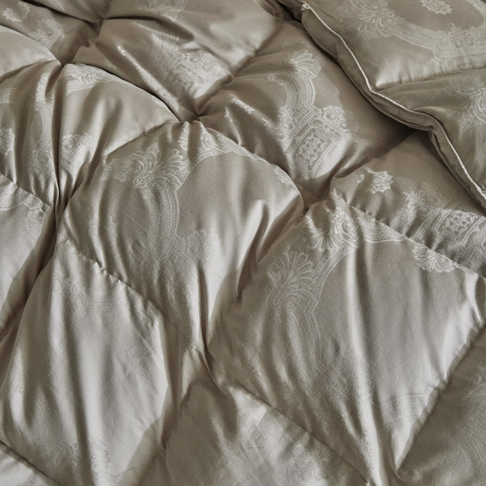 91家纺网 家纺一手货源 找家纺 暖羽屋羽绒馆 2025新款绒子95白鸭绒60纯棉大提花羽绒被芯 羽绒被子 双人加厚冬被春秋被普希斯系列 普希斯 灰