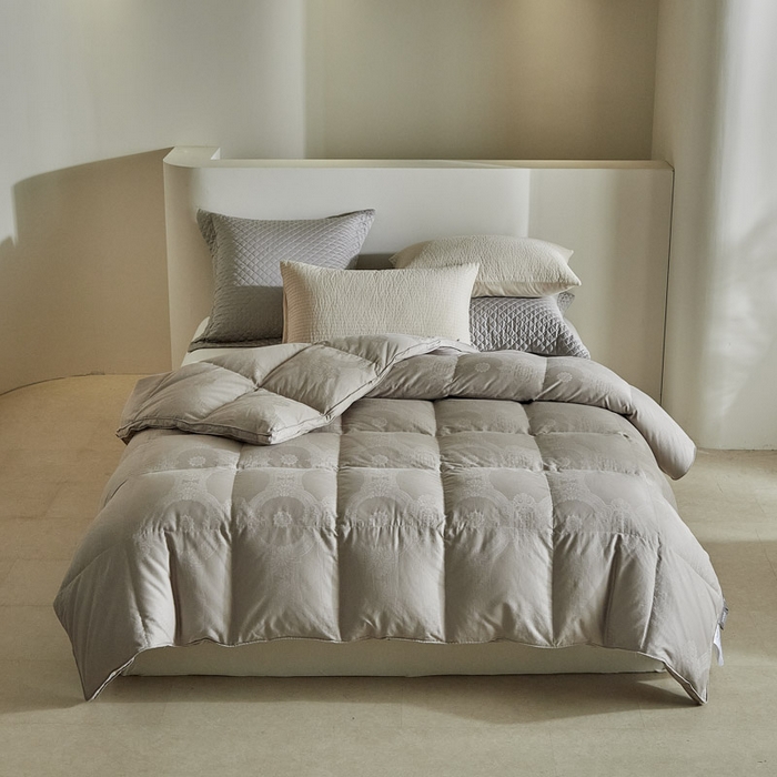 暖羽屋羽绒馆 2025新款绒子95白鸭绒60纯棉大提花羽绒被芯 羽绒被子 双人加厚冬被春秋被普希斯系列 普希斯 灰