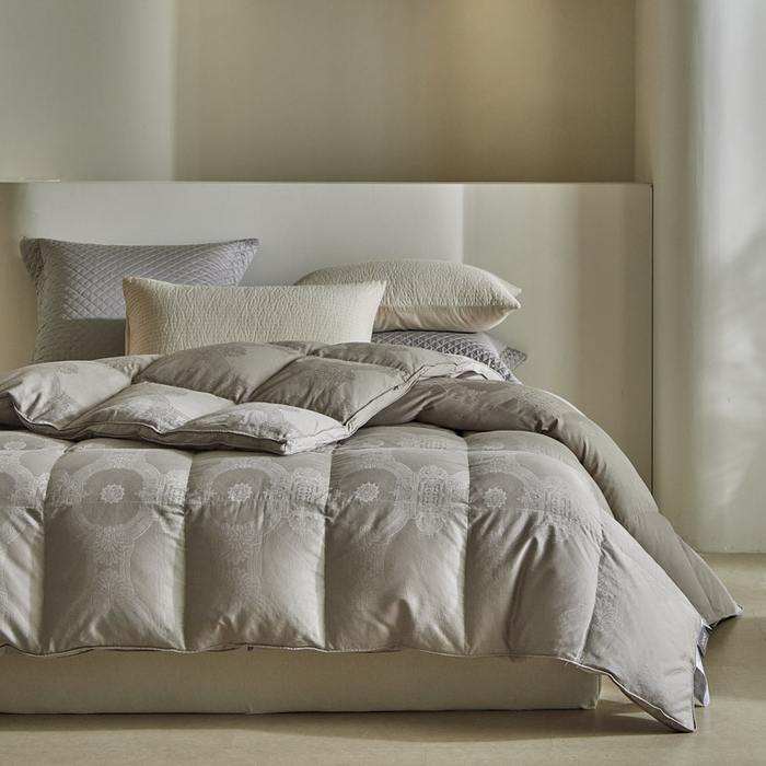 91家纺网 家纺一手货源 找家纺 暖羽屋羽绒馆 2025新款绒子95白鸭绒60纯棉大提花羽绒被芯 羽绒被子 双人加厚冬被春秋被普希斯系列 普希斯 灰