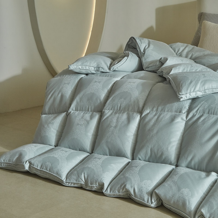 91家纺网 家纺一手货源 找家纺 暖羽屋羽绒馆 2025新款绒子95白鸭绒60纯棉大提花羽绒被芯 羽绒被子 双人加厚冬被春秋被普希斯系列 普希斯 蓝