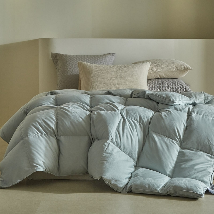 91家纺网 家纺一手货源 找家纺 暖羽屋羽绒馆 2025新款绒子95白鸭绒60纯棉大提花羽绒被芯 羽绒被子 双人加厚冬被春秋被普希斯系列 普希斯 蓝