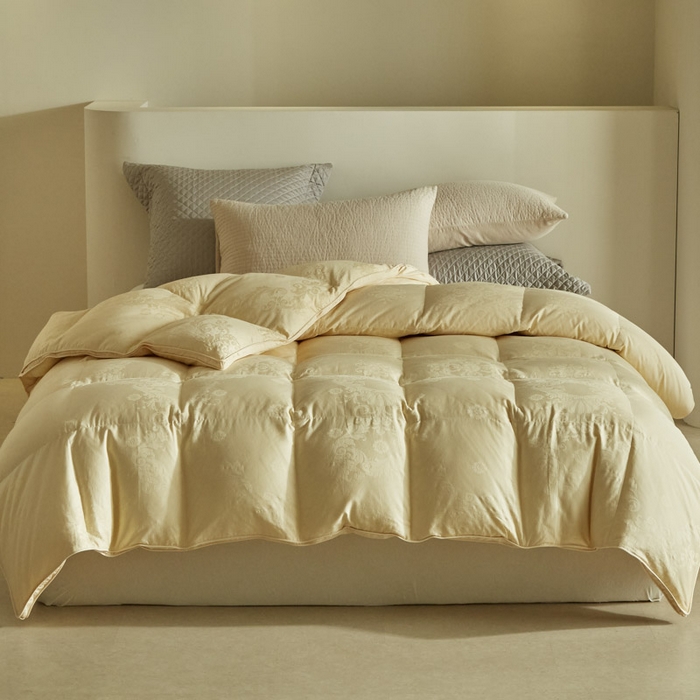 91家纺网 家纺一手货源 找家纺 暖羽屋羽绒馆 2025新款绒子95白鸭绒60纯棉大提花羽绒被芯 羽绒被子 双人加厚冬被春秋被普希斯系列 普希斯 耀金