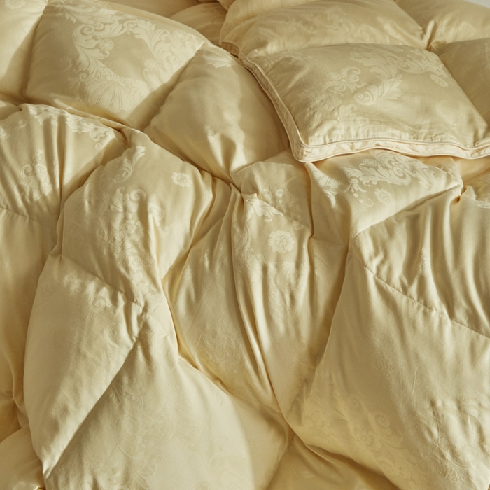 91家纺网 家纺一手货源 找家纺 暖羽屋羽绒馆 2025新款绒子95白鸭绒60纯棉大提花羽绒被芯 羽绒被子 双人加厚冬被春秋被普希斯系列 普希斯 耀金