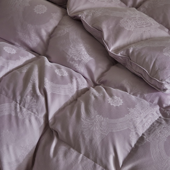 91家纺网 家纺一手货源 找家纺 暖羽屋羽绒馆 2025新款绒子95白鸭绒60纯棉大提花羽绒被芯 羽绒被子 双人加厚冬被春秋被普希斯系列 普希斯 紫