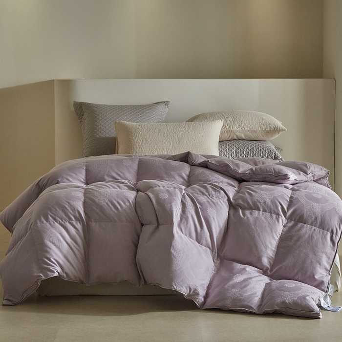 91家纺网 家纺一手货源 找家纺 暖羽屋羽绒馆 2025新款绒子95白鸭绒60纯棉大提花羽绒被芯 羽绒被子 双人加厚冬被春秋被普希斯系列 普希斯 紫