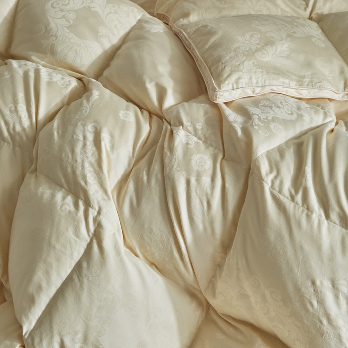 91家纺网 家纺一手货源 找家纺 暖羽屋羽绒馆 2025新款绒子95白鸭绒60纯棉大提花羽绒被芯 羽绒被子 双人加厚冬被春秋被普希斯系列 普希斯 棕金