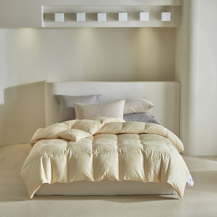 暖羽屋羽绒馆 2025新款绒子95白鸭绒60纯棉大提花羽绒被芯 羽绒被子 双人加厚冬被春秋被普希斯系列 普希斯 棕金