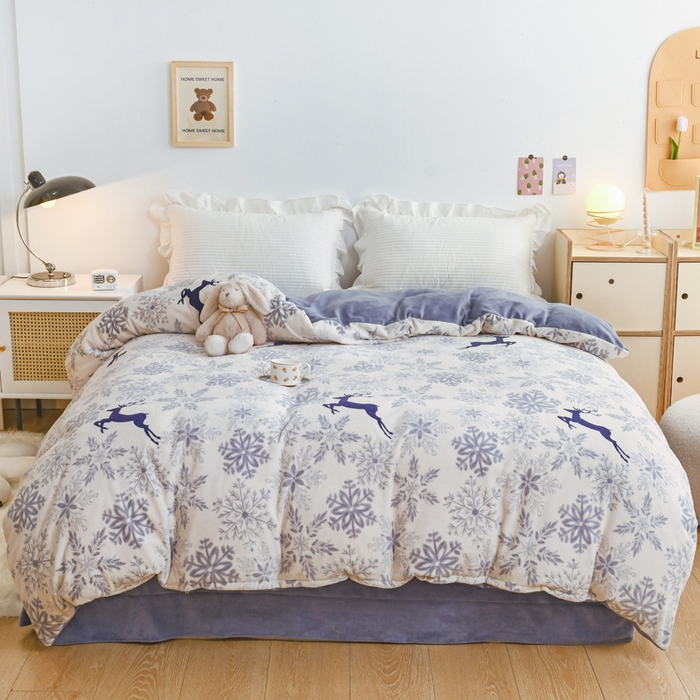 91家纺网 家纺一手货源 找家纺 （总）金盛纺 2025新款高克重牛奶绒印花系列单被套(可定制)