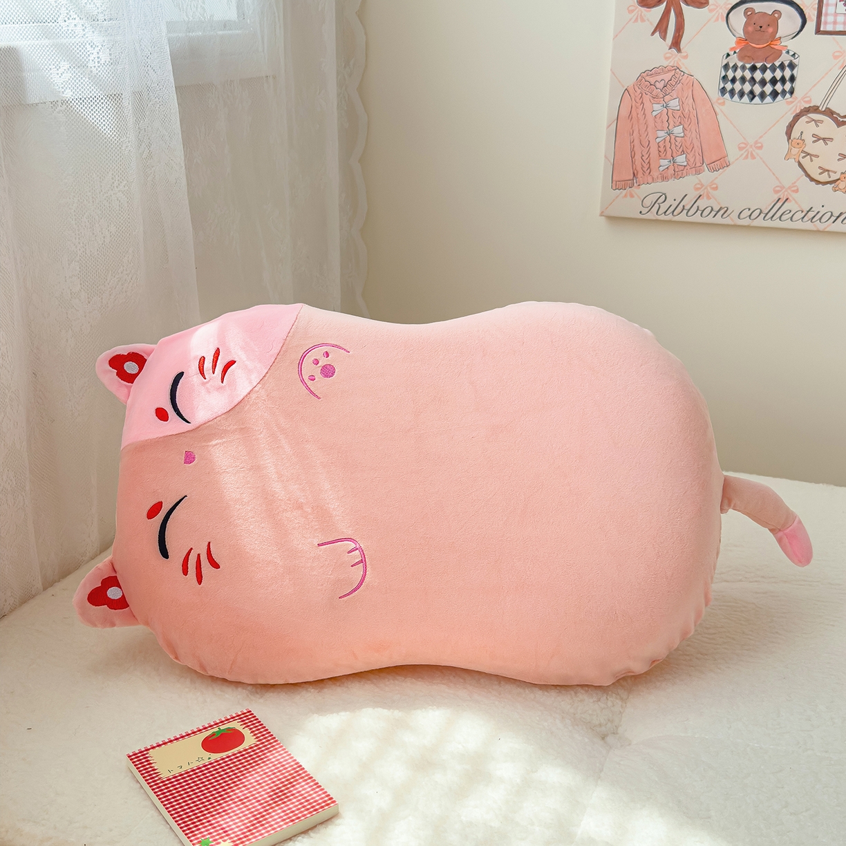 91家纺网 家纺一手货源 找家纺 诺可 2025新款绒款猫肚枕记忆枕枕头枕芯-招财猫 招财猫-粉色