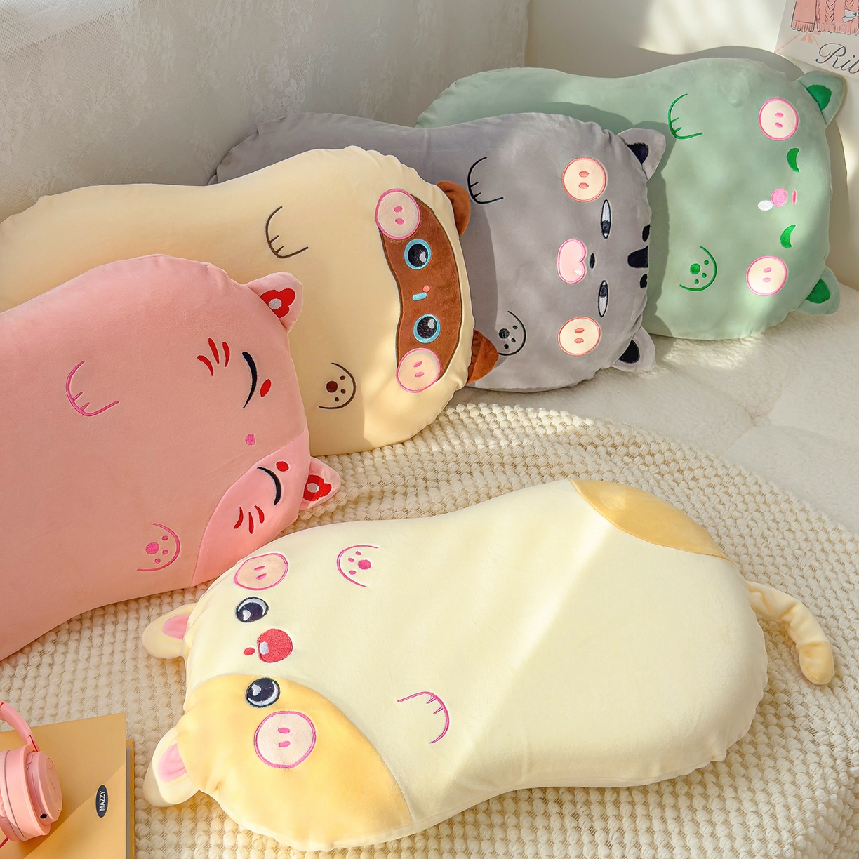 91家纺网 家纺一手货源 找家纺 （总）诺可 2025新款绒款猫肚枕记忆枕枕头枕芯-招财猫
