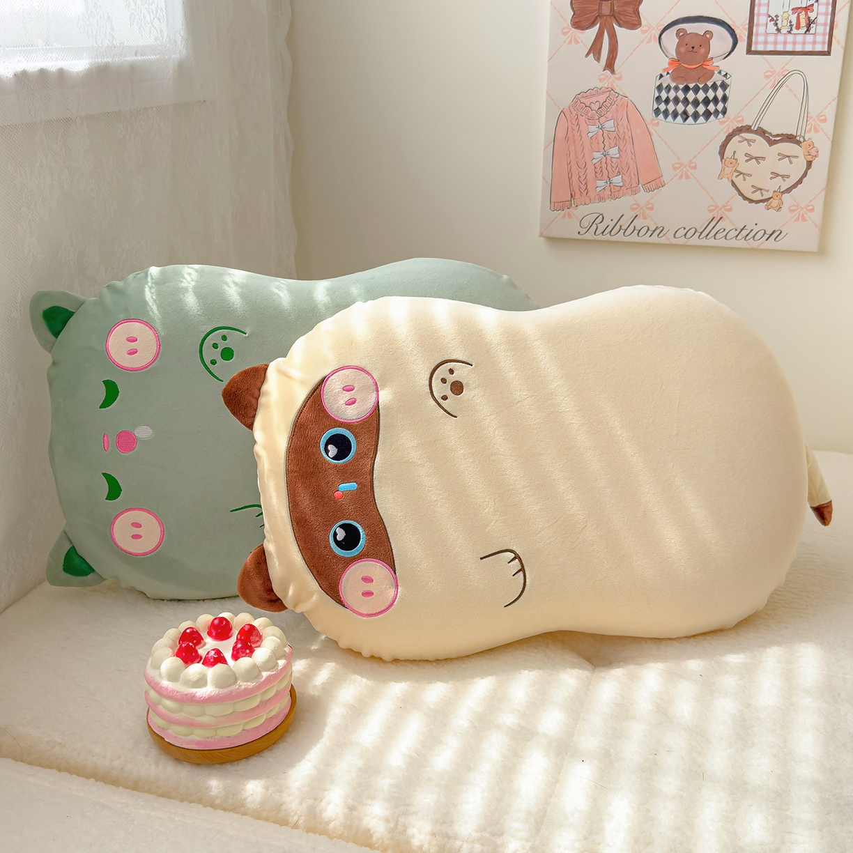 91家纺网 家纺一手货源 找家纺 诺可 2025新款绒款猫肚枕记忆枕枕头枕芯-招财猫 招财猫-黄+咖