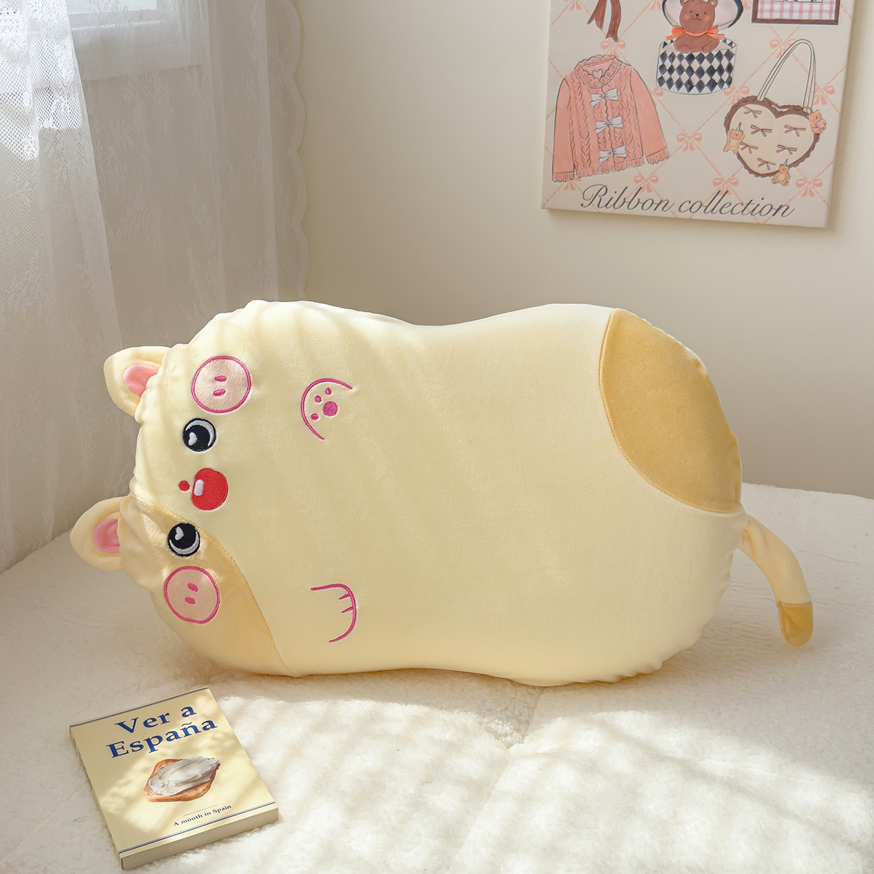 91家纺网 家纺一手货源 找家纺 诺可 2025新款绒款猫肚枕记忆枕枕头枕芯-招财猫 招财猫-黄色