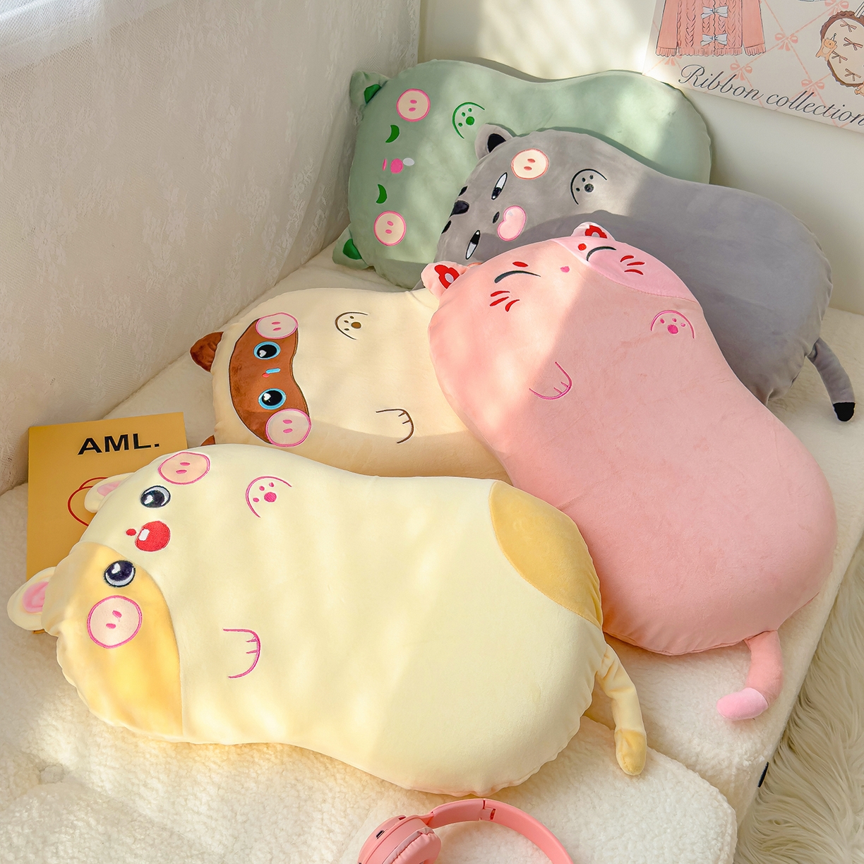 91家纺网 家纺一手货源 找家纺 诺可 2025新款绒款猫肚枕记忆枕枕头枕芯-招财猫 组合图